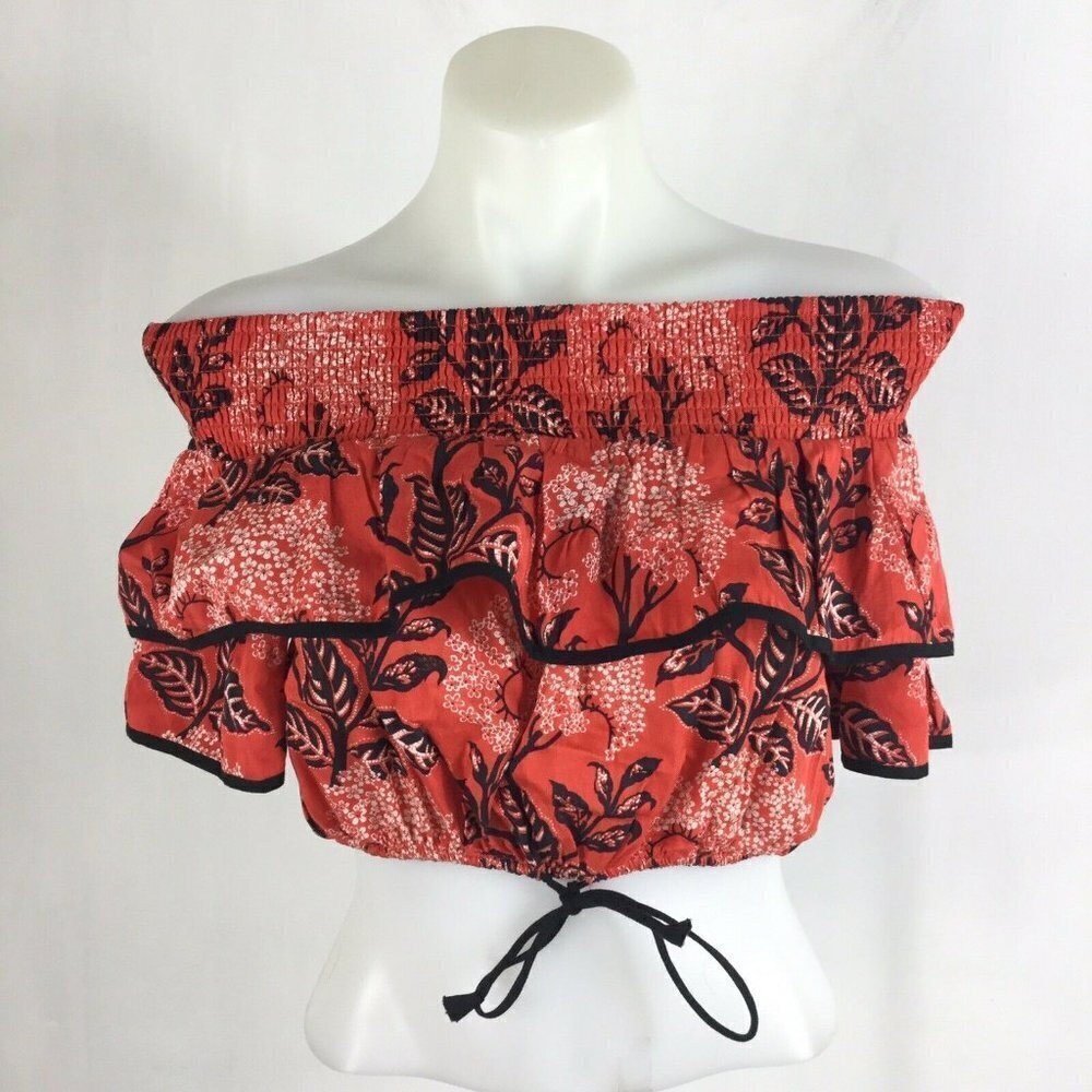 Kopal Printed Off the Shoulder Biji Ruffle Crop